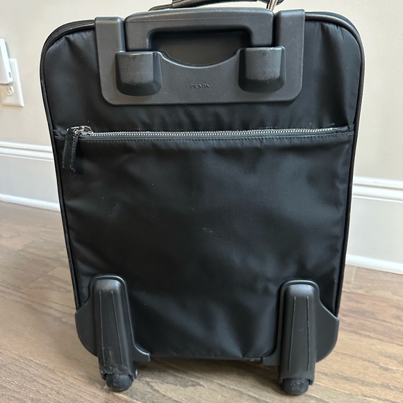 💯 PRADA Logo Black Nylon Carry On Suitcase w/ auth card - Picture 3 of 14